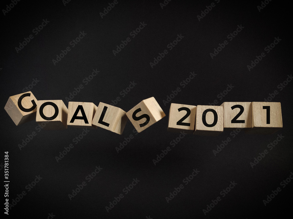 GOALS 2021 text on wooden blocks GOALS 2021 text on wooden blocks