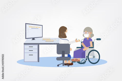 Doctor give vaccine to patient