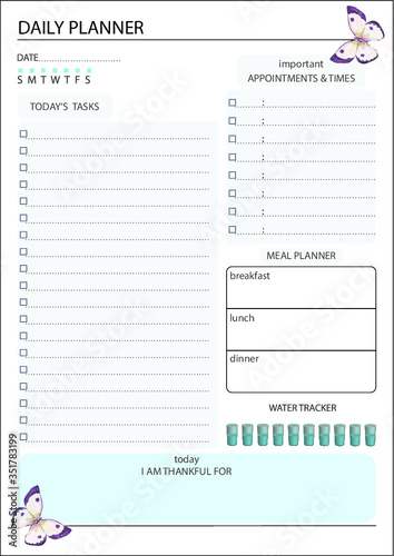 High resolution printable daily planner vector design