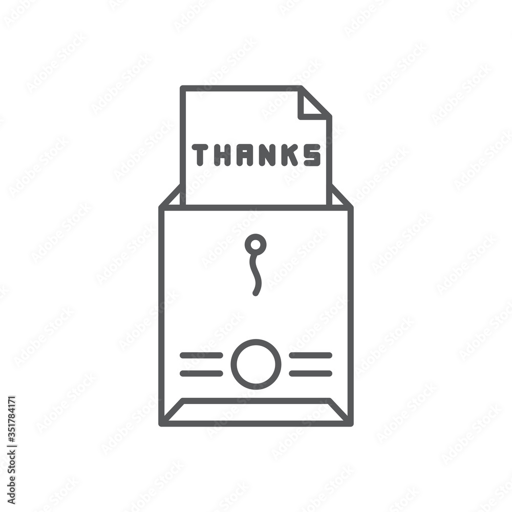 Envelope with thank you letter vector icon symbol isolated on white background Envelope with thank you letter vector icon symbol isolated on white background