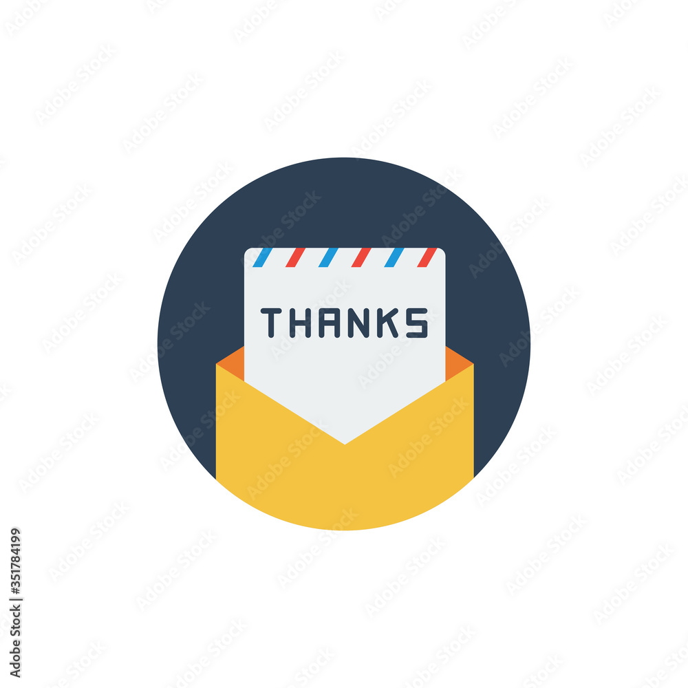 Envelope with thank you letter vector icon symbol isolated on white background Envelope with thank you letter vector icon symbol isolated on white background