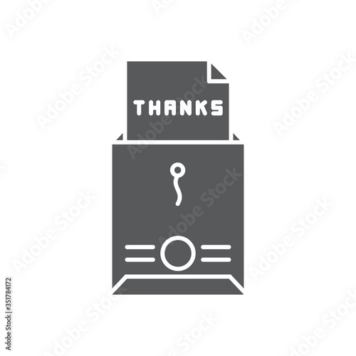 Envelope with thank you letter vector icon symbol isolated on white background