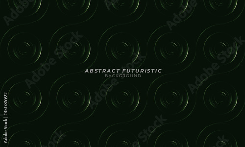 Graphic green circles seamless pattern. Abstract futuristic art wallpaper. Vector illustration.