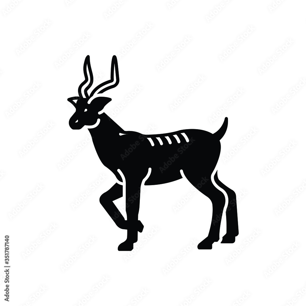 Black solid icon for antelope