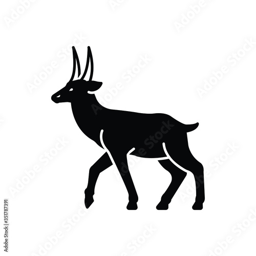 Black solid icon for deer