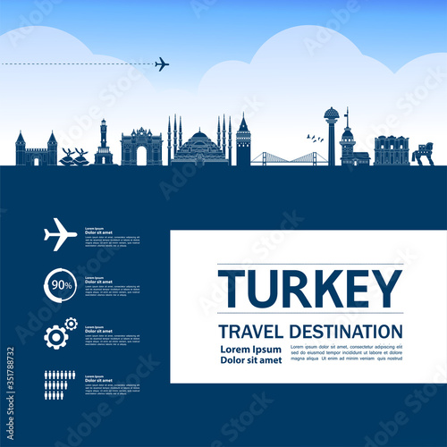 Turkey travel destination grand vector illustration. 