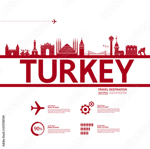 Turkey travel destination grand vector illustration. 