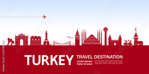 Turkey travel destination grand vector illustration. 