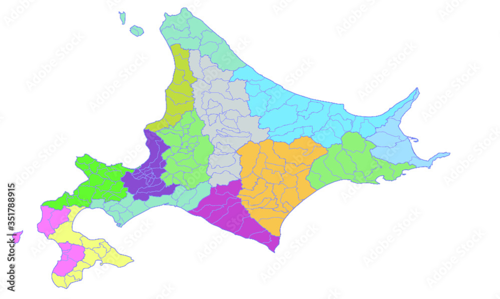 Obraz premium 北海道詳細地図/Hokkaido Map