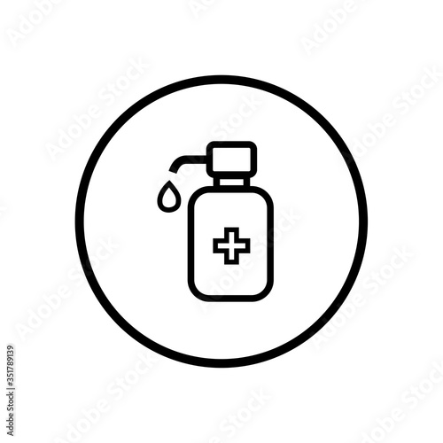 Disinfection. Hand sanitizer bottle icon, washing gel. Vector illustrationDisinfection. Hand sanitizer bottle icon, washing gel. Vector illustration 