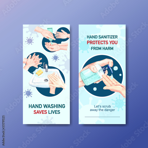 Hand sanitizer flyer template design with protect and safety about Coronavirus and bateria