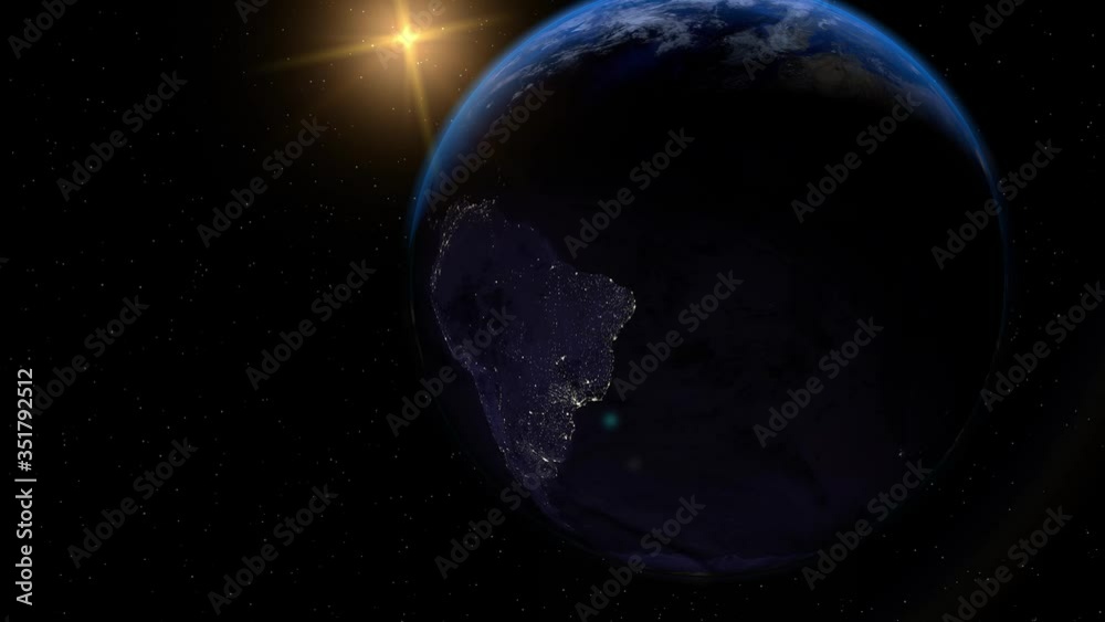 acercamiento lateral del Planeta Tierra desde el espacio