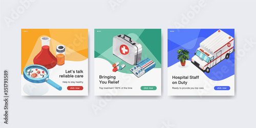 Advertising template with healthcare and hospital