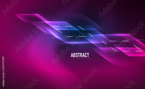 Dynamic neon shiny abstract background. Trendy abstract layout template for business or technology presentation, internet poster or web brochure cover, wallpaper