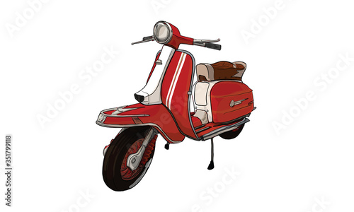 Scooter and vehicle, vintage scooter, vector