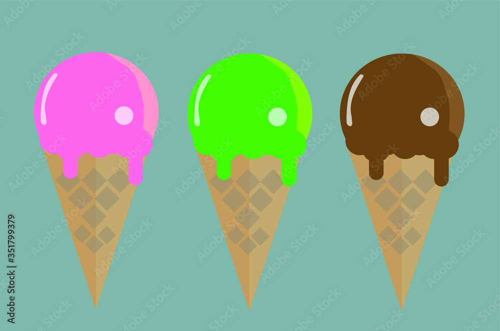 Flat ice cream cone vector is a beautiful pattern graphic. Flat ice cream cone vector is a beautiful pattern graphic.