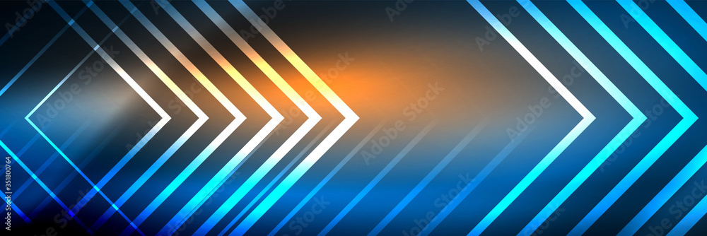 Shiny neon glowing techno lines, hi-tech futuristic abstract background template with square shapes Shiny neon glowing techno lines, hi-tech futuristic abstract background template with square shapes