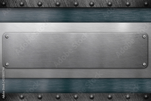 Metal frame rivets steel background
