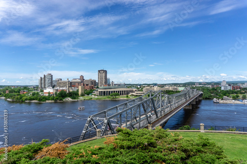 Scenery around the Ottawa River with beautiful castles and bridges