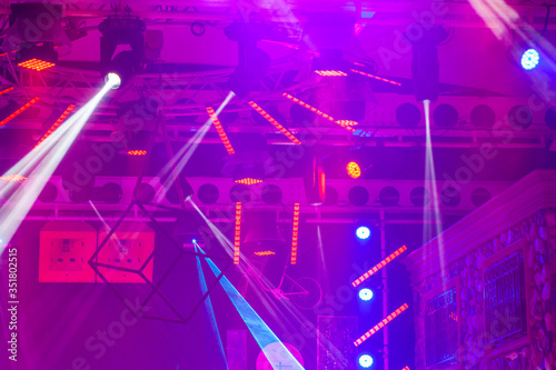 Concert Stage Studio Night Lighting  Abstract image of a disco light on a stage