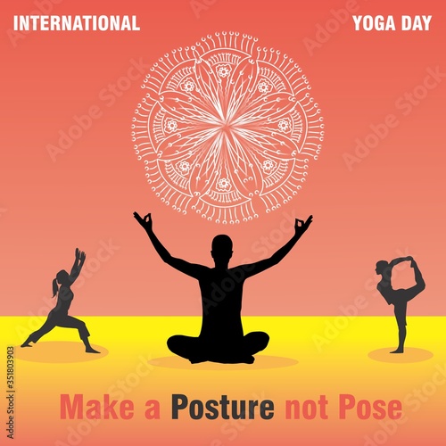 21 June International Yoga Day Vector illustration