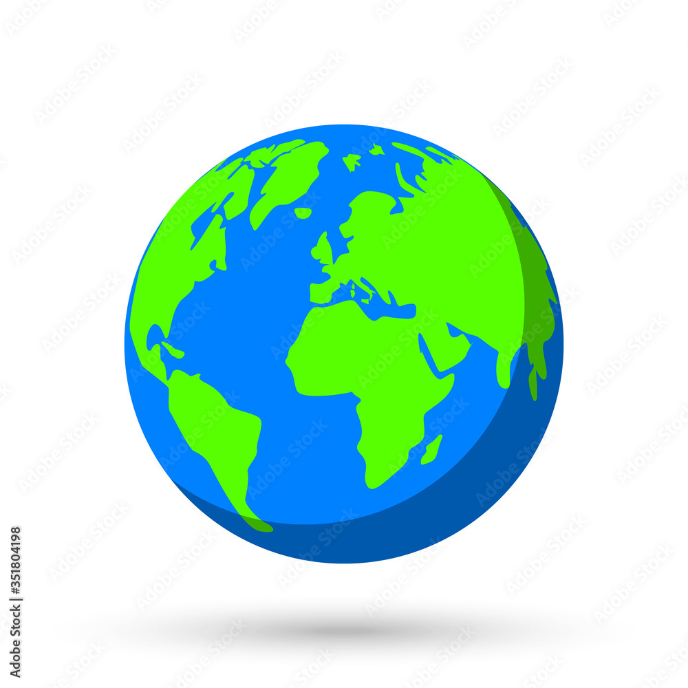 Globe with world map on white background. Earth. Vector illustration.