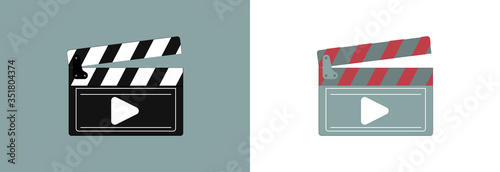 Clapper for the film in color and black and white style.