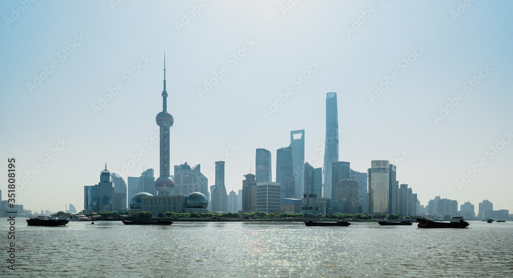 Shanghai - Apr 29, 2017: Pudong district of Shanghai and its business buildings