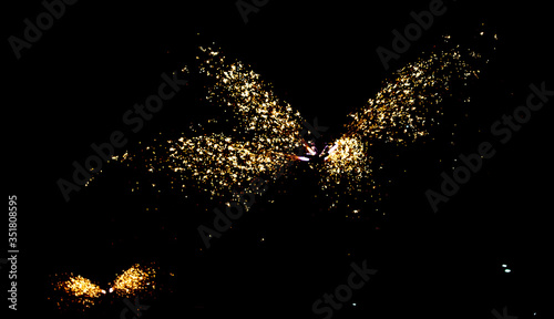 Light from the fireworks at night as an abstract background.