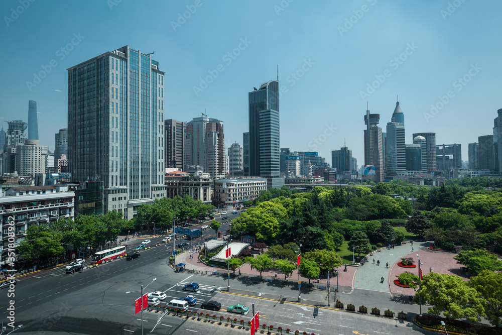 Shanghai - Apr 29, 2017: Business and commercial buildings of Shanghai
