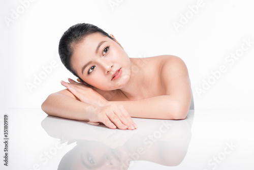 Youth and Skin Care Concept. Beauty Spa Asian Woman with perfect skin Portrait.