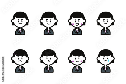 ジャケットを着た女性のアイコンセット