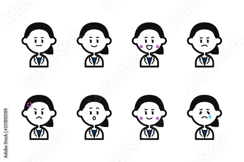白衣の女性のアイコンセット