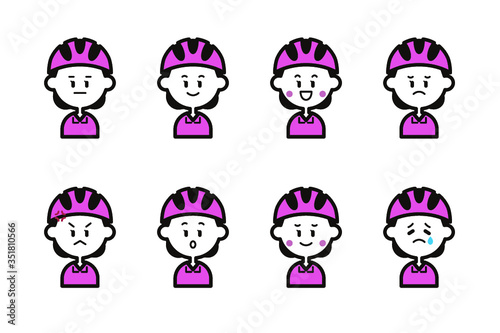 自転車に乗る女性のアイコンセット