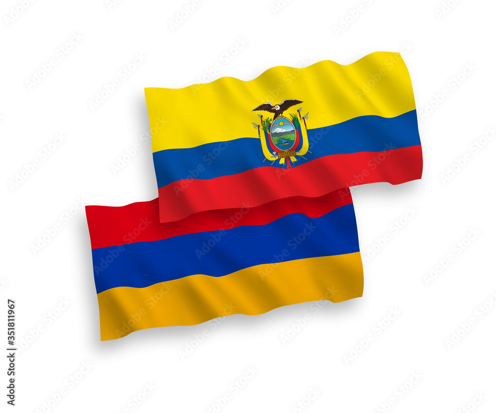 Flags of Armenia and Ecuador on a white background Flags of Armenia and Ecuador on a white background