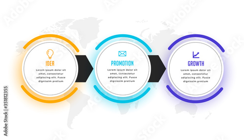 three steps business infographic visualization template design