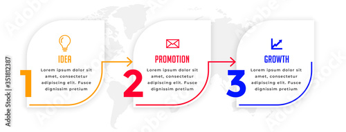 modern three steps business infographic directional template