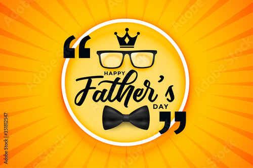 happy fathers day celebration card with crown bow and spectacle