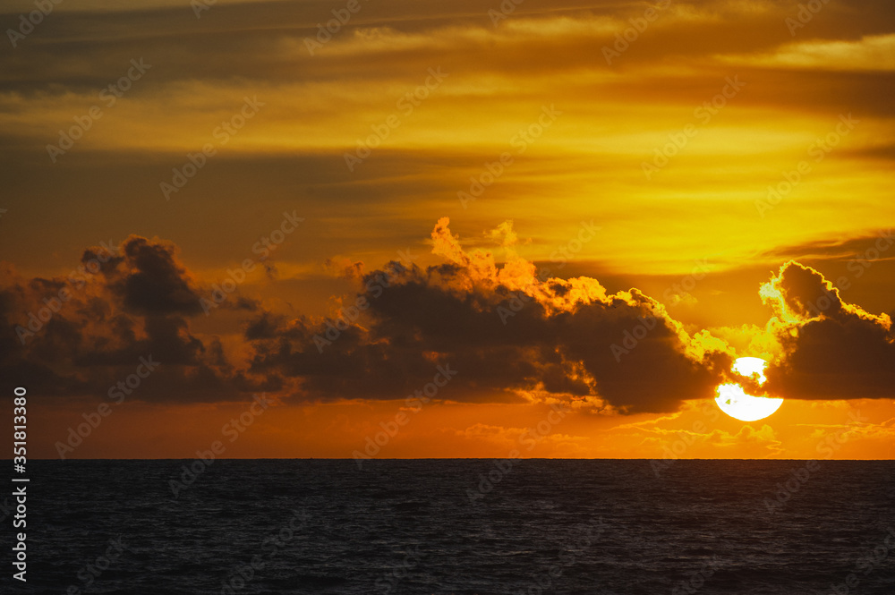 Magical dramatic sunset on a tropical beach. Magical dramatic sunset on a tropical beach.