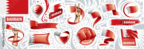 Vector set of the national flag of Bahrain in various creative designs