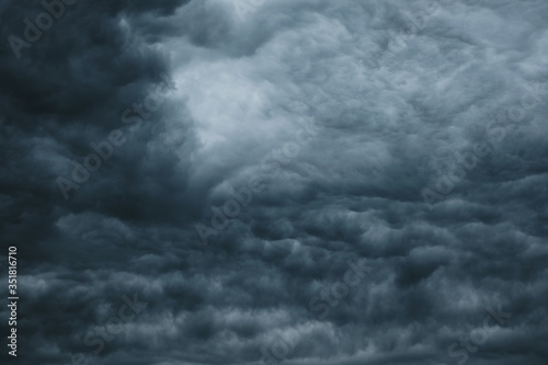 Dark dramatic clouds before a thunderstorm, hurricane, tornado.Abstract sky background.