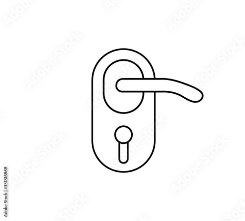 Door handle outline and filled vector icon sign symbol.