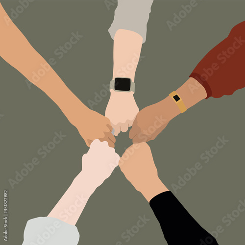 Vector Illustration of team's hands 