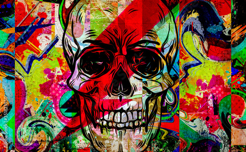 skull graffiti on the wall