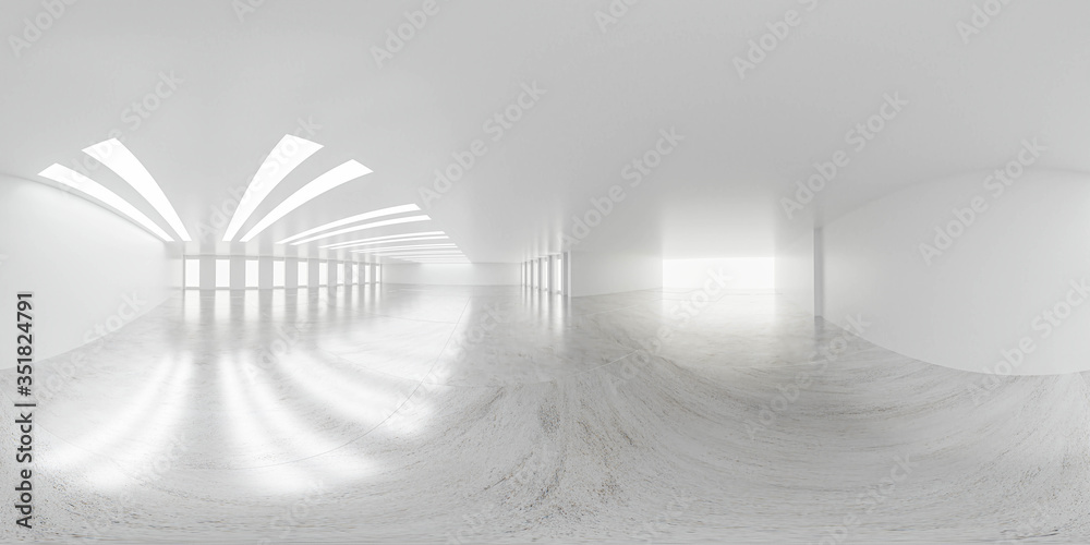 Spherical 360 degrees panorama projection, panorama in interior empty room  in modern office building 3d rendering illustration ilustración de Stock |  Adobe Stock