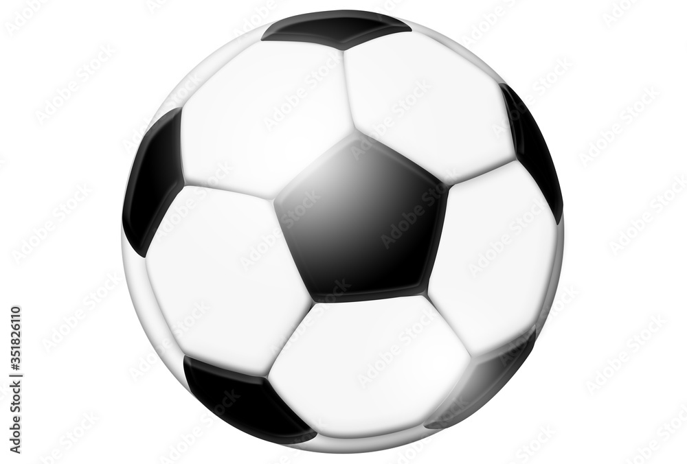 3D soccer ball Isolated on white background. Rendering with copy space. Sport and football matches concept. 3D illustration 3D soccer ball Isolated on white background. Rendering with copy space. Sport and football matches concept. 3D illustration