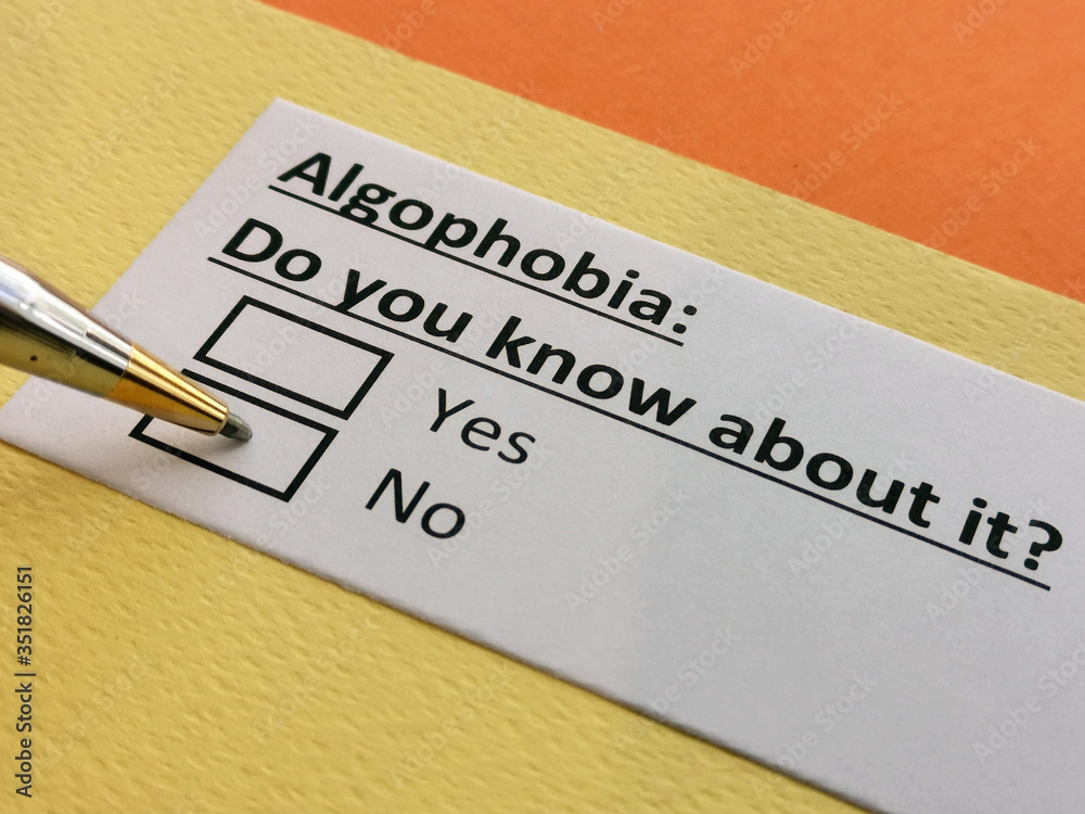 One person is answering question about algophobia. One person is answering question about algophobia.