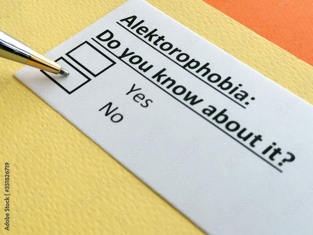 Fototapeta premium One person is answering question about alektorophobia.