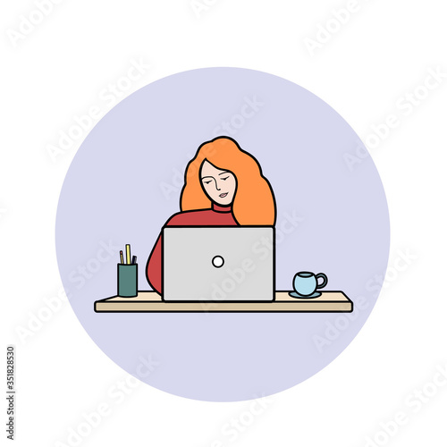 Vector Illustration of a working woman