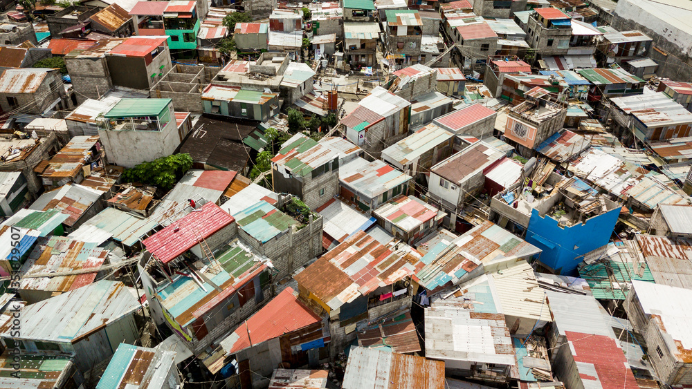A typical squatter area in the Philippines. Houses made of hollow ...